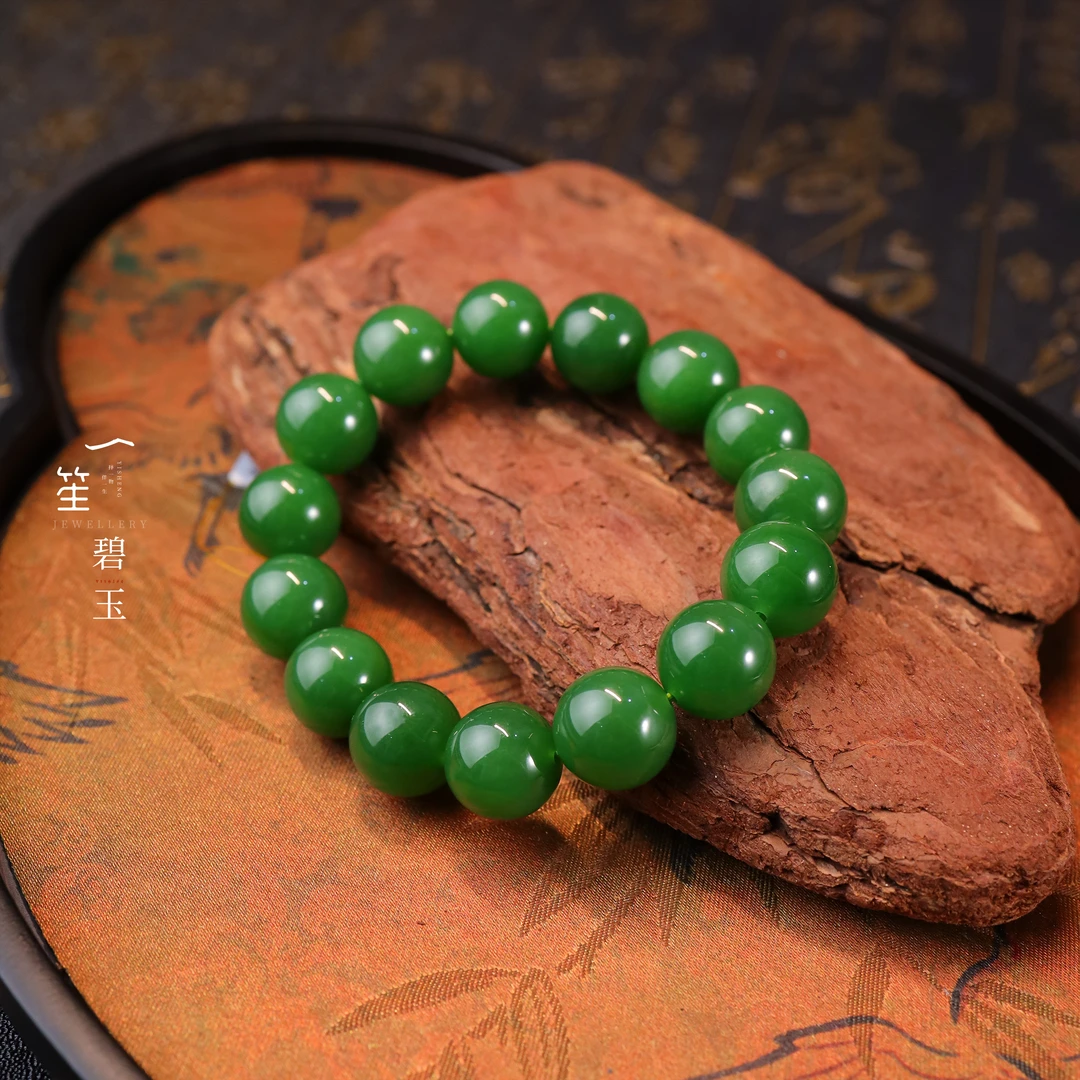 【一笙珠宝】天然和田玉碧玉手串手饰珠串