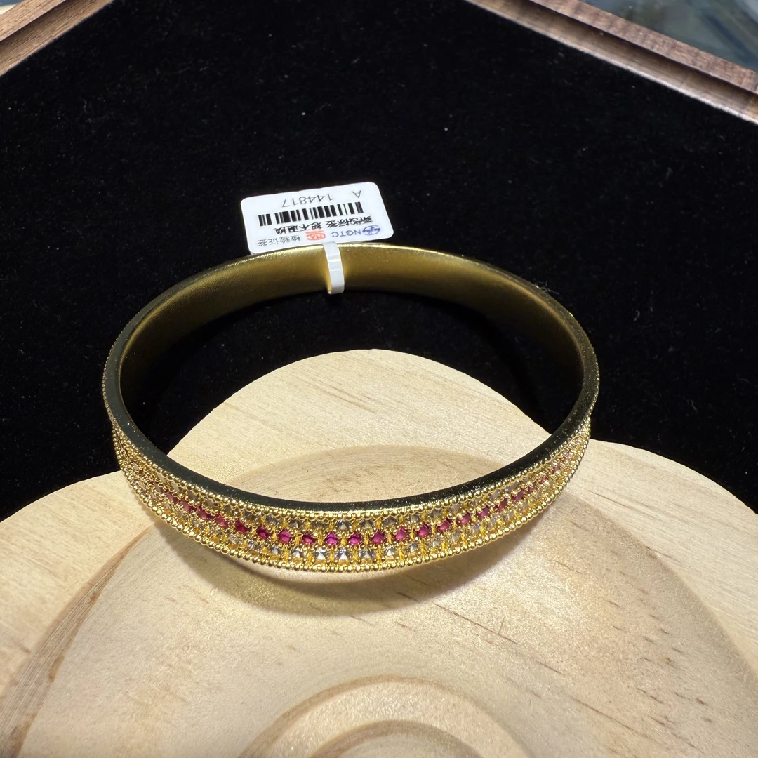 足银手镯 足银手镯 铸金工艺满圈镶嵌高级贵气镯子时尚百搭精致