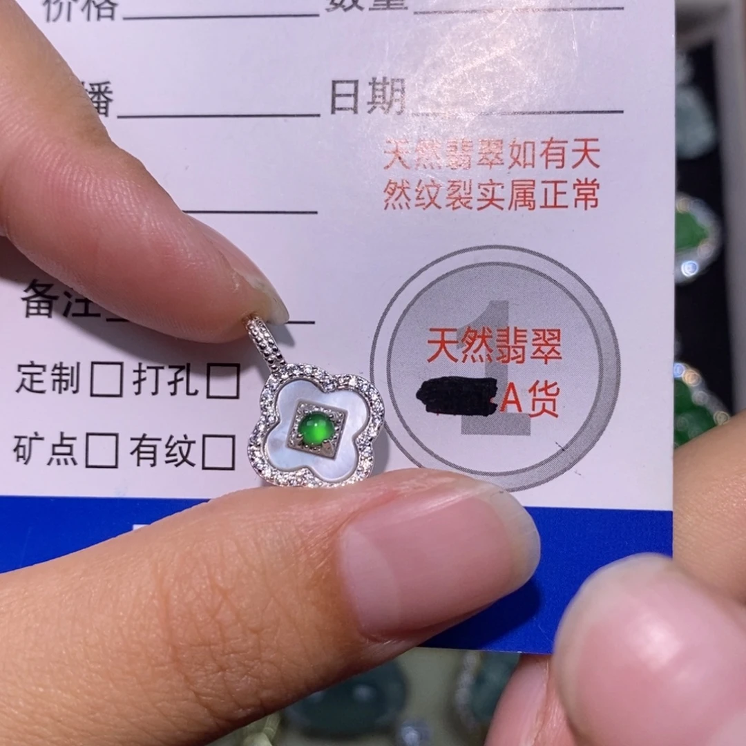 颈饰银S925镶嵌翡翠天然