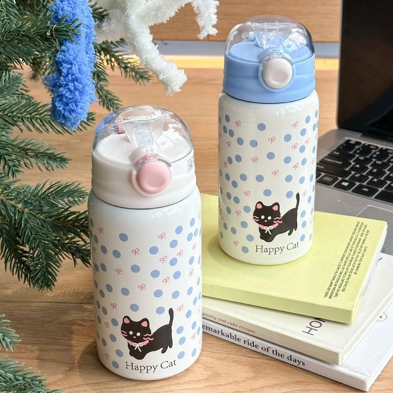 2025新款316不锈钢保温杯高颜值女生大容量吸管杯子可爱猫咪网红