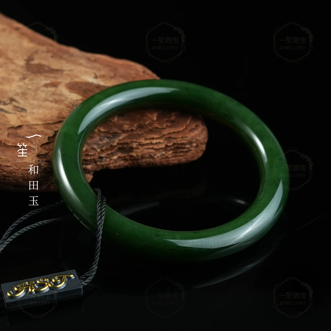 【一笙 · 臻藏】和田玉碧玉手镯未镶嵌典藏级手镯61.2圈
