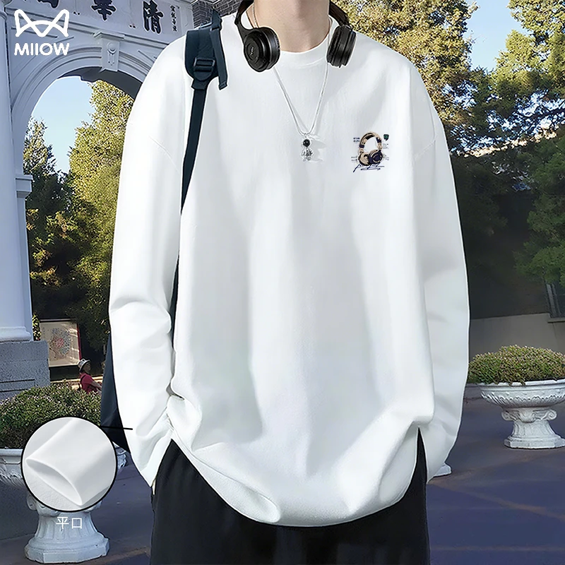 MiiOW/猫人长袖T恤男生青少年学生内搭潮流港风打底衫休闲上衣服