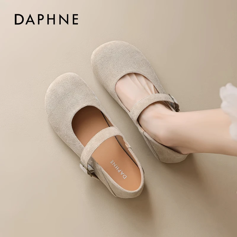 达芙妮圆头玛丽珍女鞋2025新款夏季日系浅口一脚蹬百搭平底单鞋女