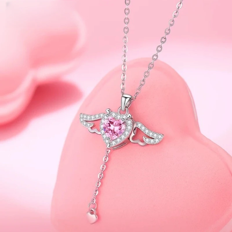 钛钢项链 丘比特之心项链气质锁骨链小众设计感高级颈链F1906