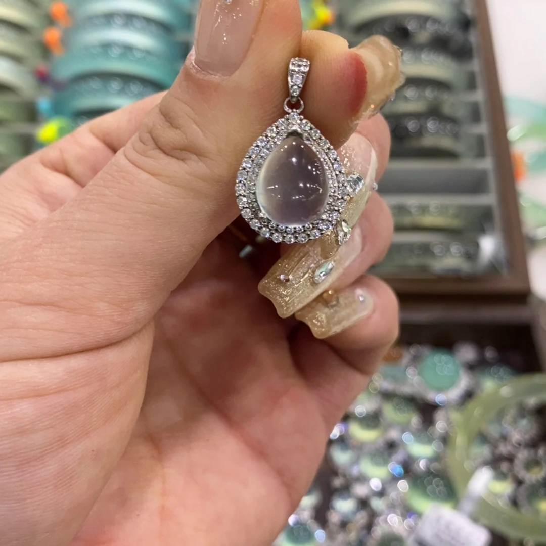 蛇纹石玉银S925镶嵌颈饰