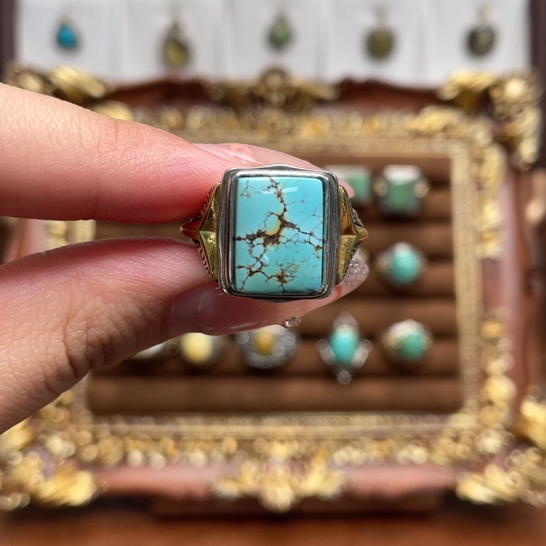 绿松石银S925镶嵌戒指