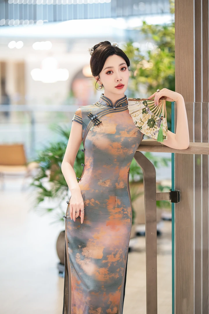 白幼秀中式复古夏季清凉年轻气质中长款旗袍中国风民国风5558