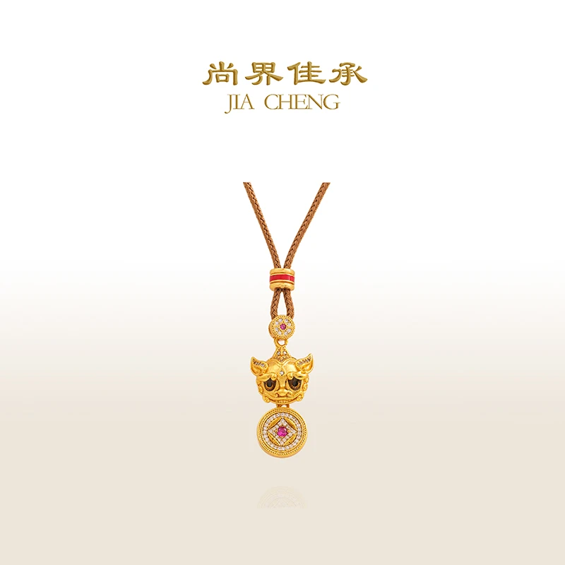 铜合金项链 尚界佳承 韦雪同款新中式古法红钻招财貔貅吊坠项链