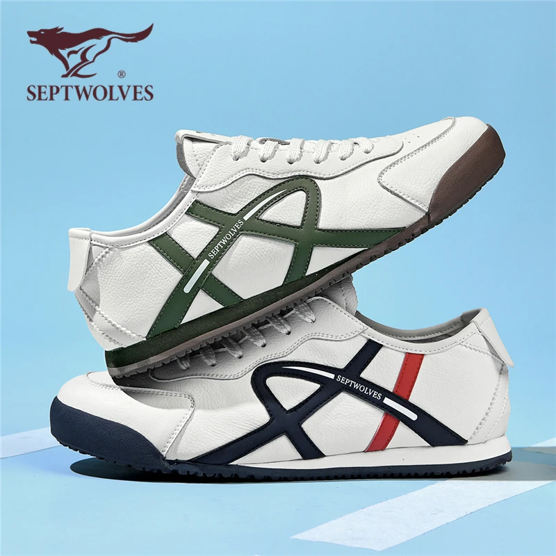 七匹狼男鞋2025秋冬透气阿甘鞋韩版休闲运动百搭小白鞋德训鞋0981