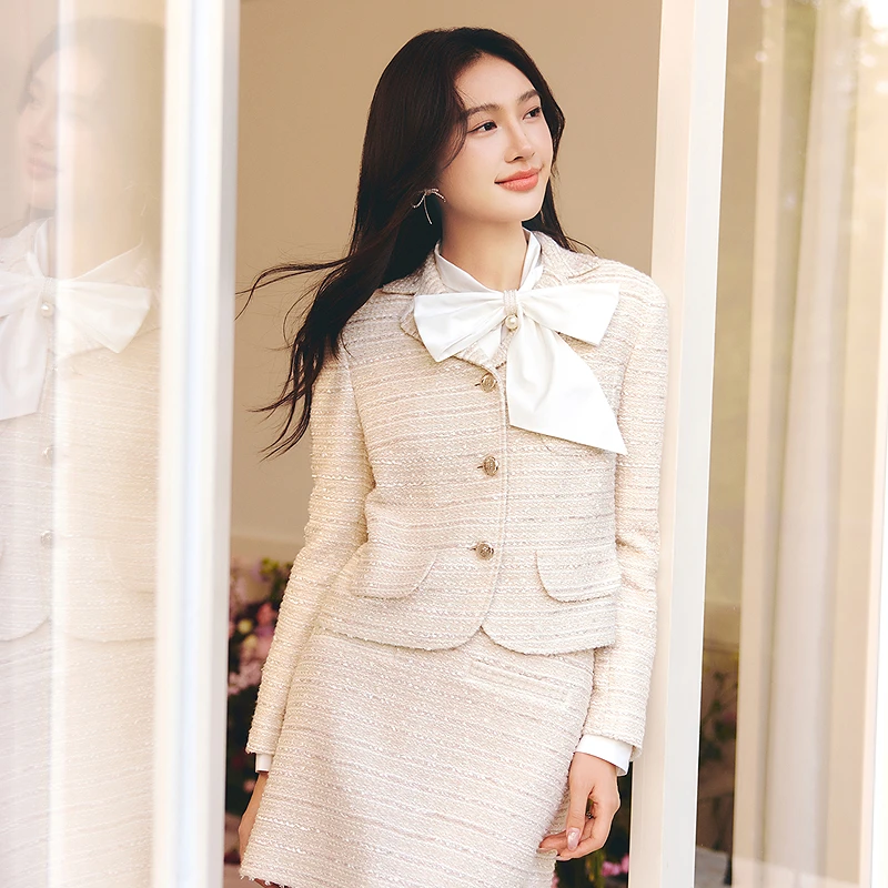 【匠心小香风】甜美千金风短外套含羊毛DOUBLOVE贝爱2025秋季新款