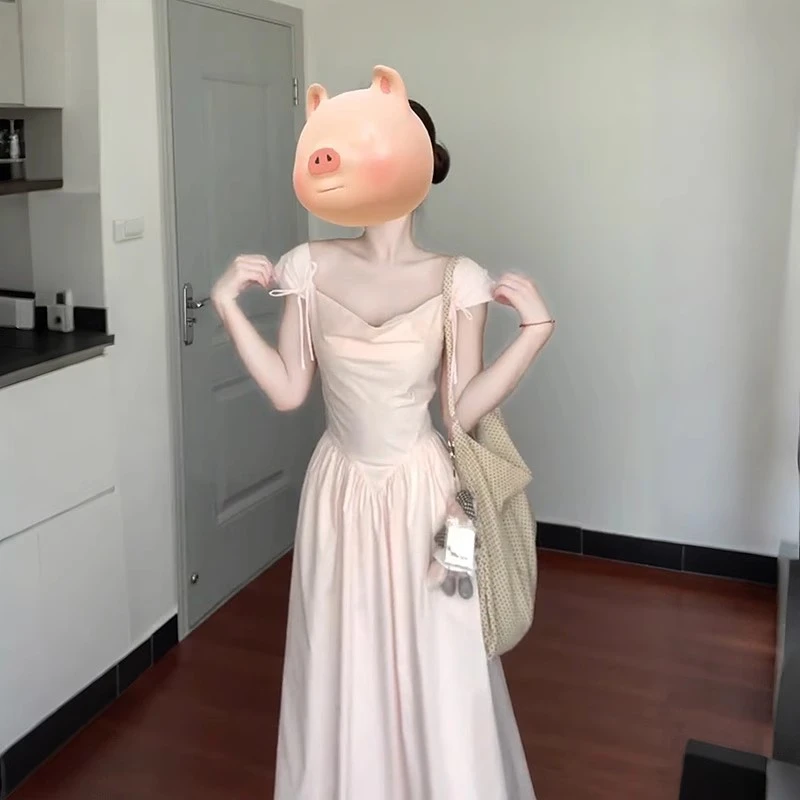 韩系收腰显瘦超好看休闲茶歇裙2025年夏季小个子温柔风精致连衣裙