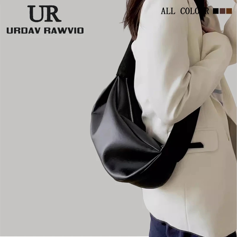 URDAV RAWVIO休闲斜挎包超轻爆款女包2025新款百搭小众软皮饺子包