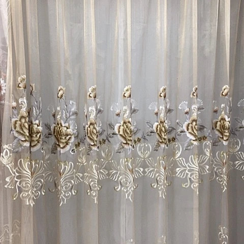 牡丹刺绣纱帘7米对开➕2.1米一片