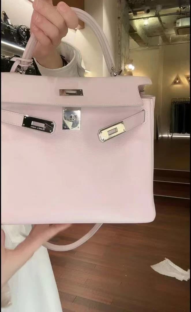 95新 Hermes/爱马仕 樱花粉银扣Kelly28 框K刻15352542