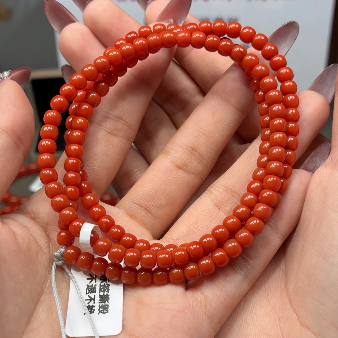 南红玛瑙未镶嵌多圈原矿保山南红官坡柿子锦多圈卡5+