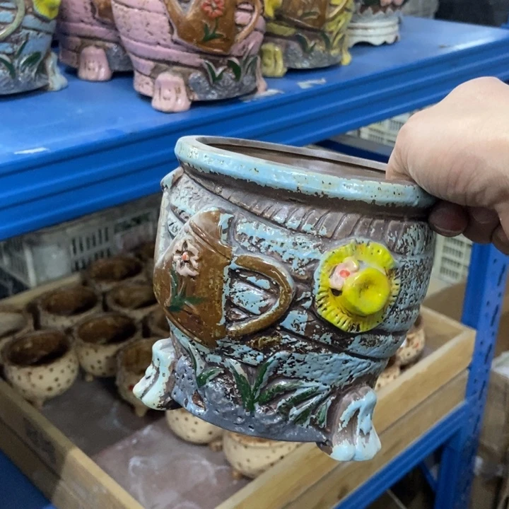 陶瓷花盆单场满9.9发12.5*13蓝