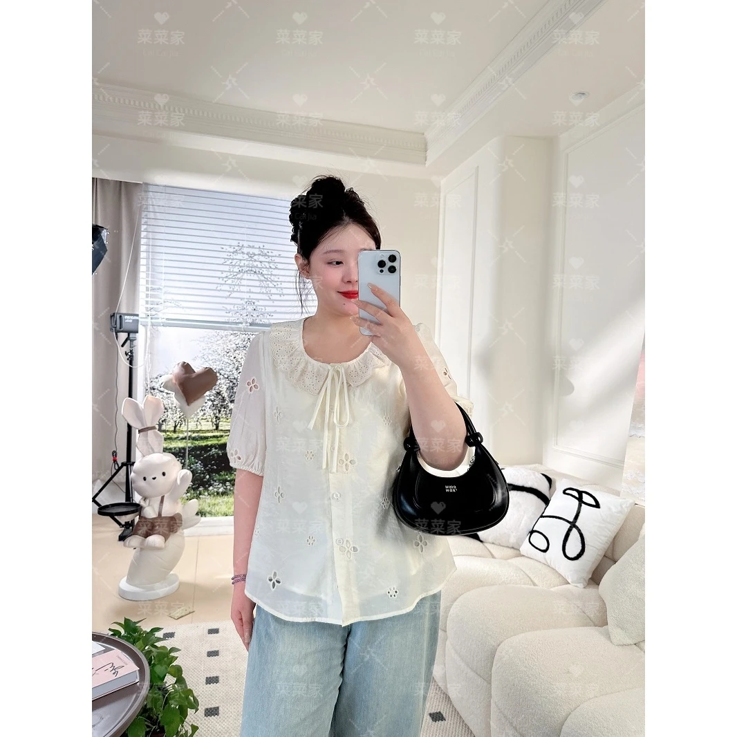 【菜菜家】2025年新款法式镂空立体刺绣显瘦百搭娃娃小上衣CCC11439