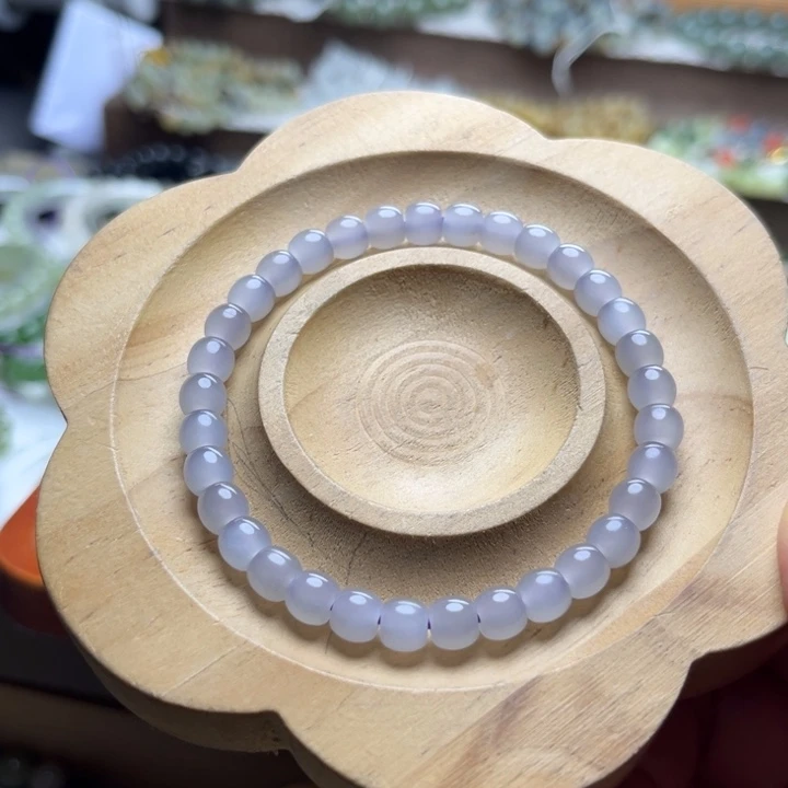 和田玉未镶嵌手链6mm高冰仙紫直切