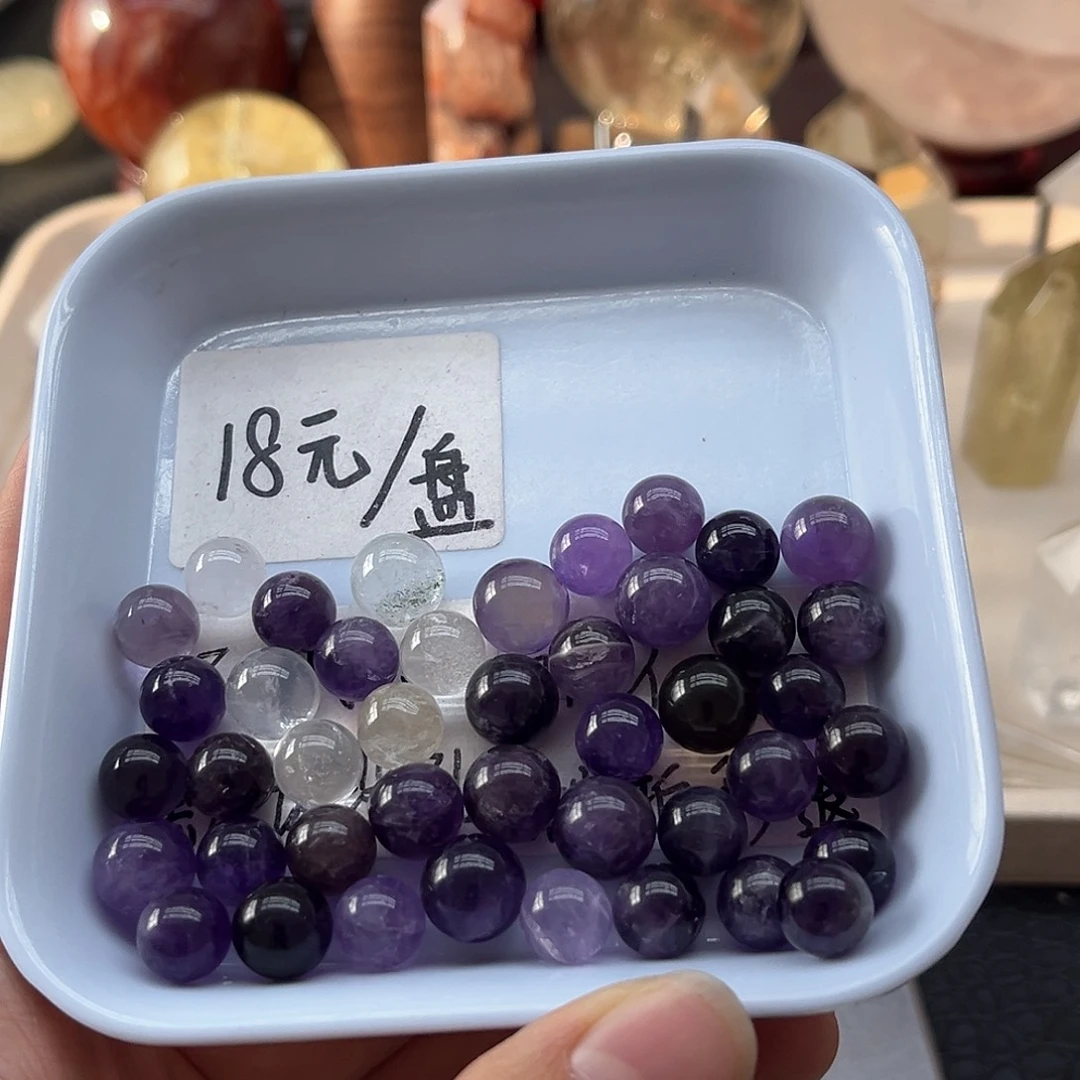 珠宝半成品水晶未镶嵌147紫水晶弹珠