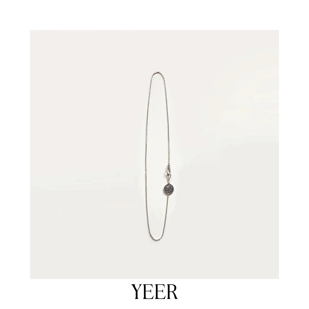 坠链均925银 YEER 小众复古银币鱼钩扣素银链项链 双面可戴高级感