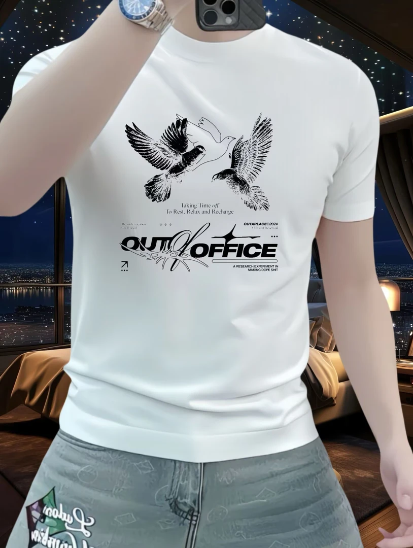 2025夏季男女同款新款休闲复古高街潮牌短袖t恤男士修身欧货时尚