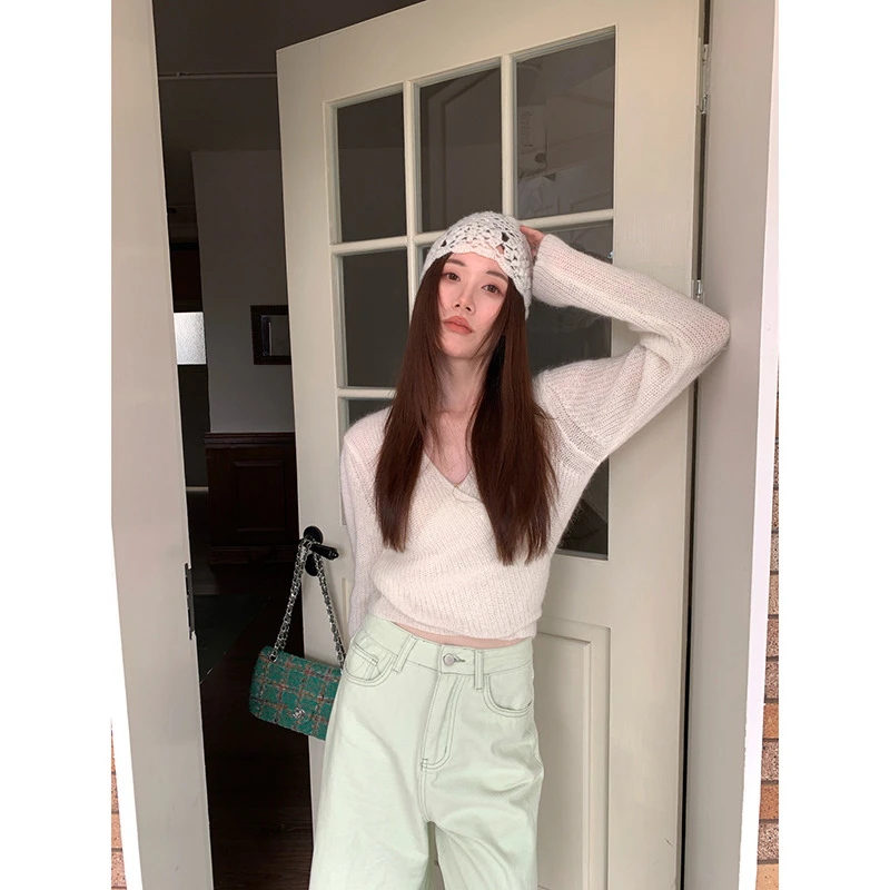2025法式薄款一片式绑带显瘦针织开衫长袖女C3599