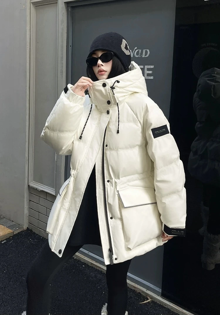 3159欧货工装三防年新轻户外羽绒服女时尚连帽90鹅绒加厚潮流外套