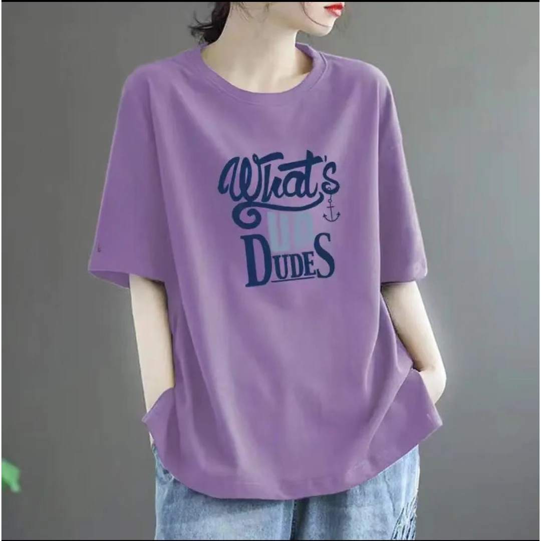 时尚潮牌洋气纯棉短袖t恤女2025夏季百搭大码宽松版休闲减龄上衣