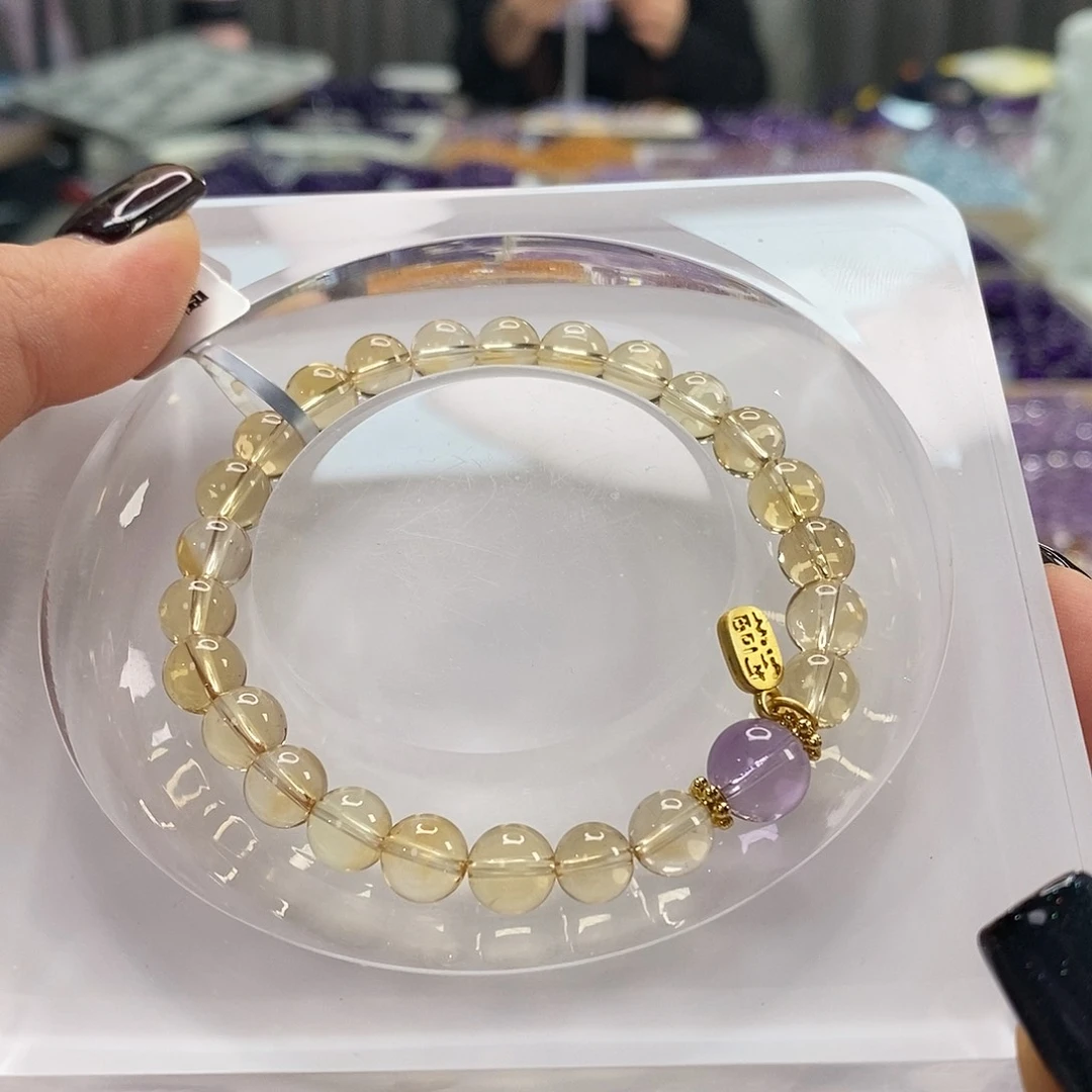 未镶嵌手链水晶巴西紫水晶黄水晶7m+ diy