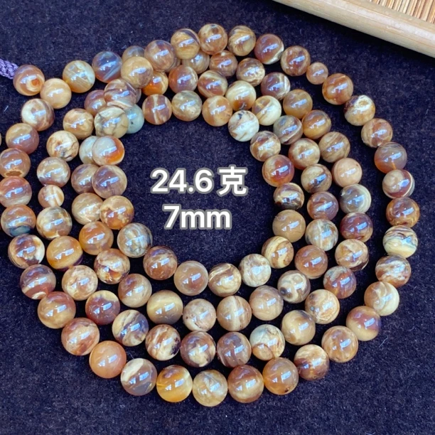 【小伊琥珀】24.6克蜜蜡满蜡108（7mm）