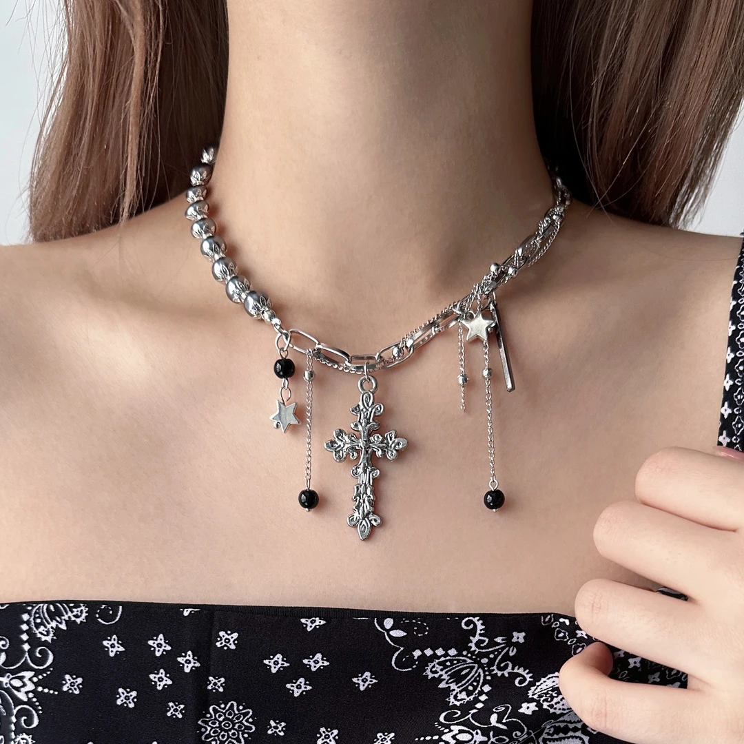 合金项链 X5530-1个性时尚潮流高级感轻奢百搭精致小众十字架项链