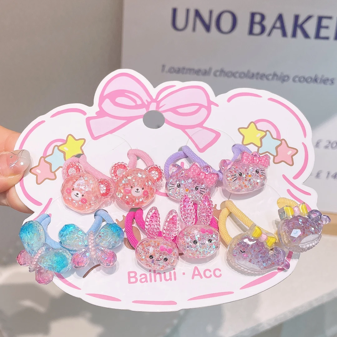 A-7781 bh 5对10根夜光粉猫鲸鱼蝴蝶头绳造型皮筋 发圈