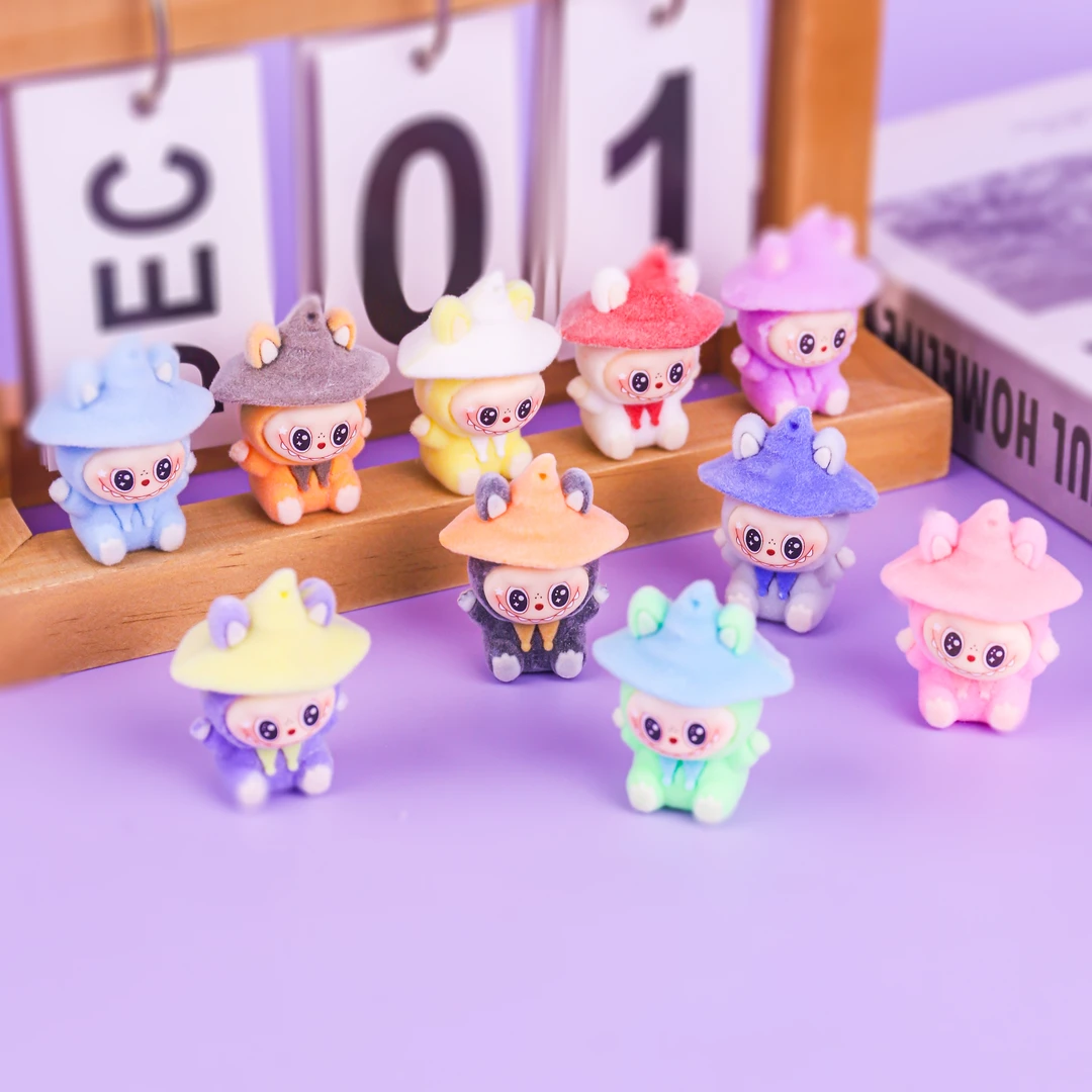 植绒魔法师小兔 DIY饰品配件萌粒钥匙扣挂件立体植绒摆摊卡通挂件