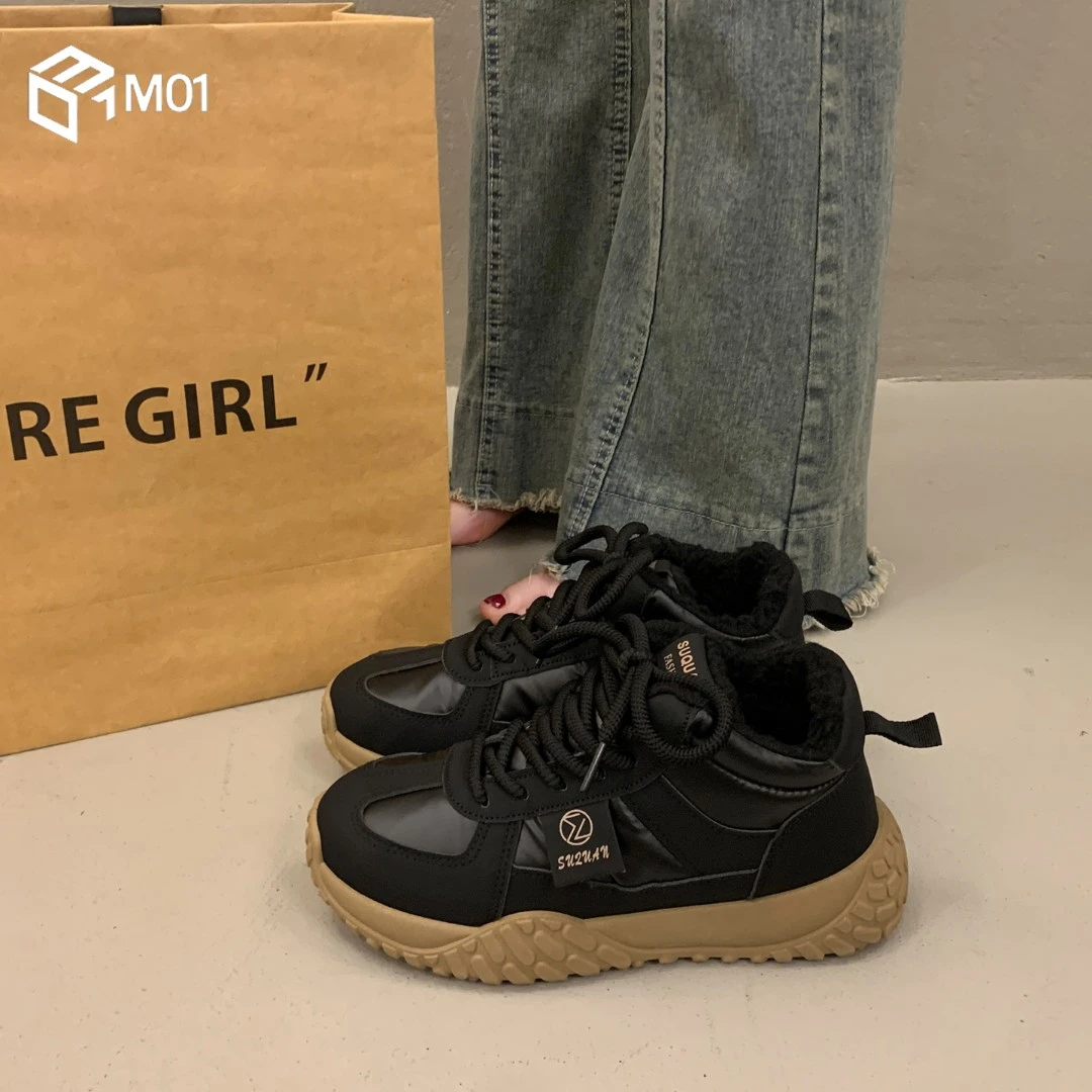 M01超火厚底高帮老爹鞋女加绒二棉鞋新款欧货爆款秋冬运动休闲鞋