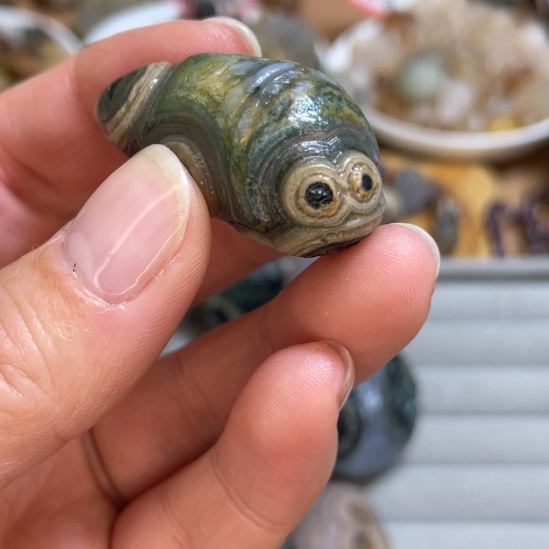 大理石非金属毛毛虫象形眼睛石