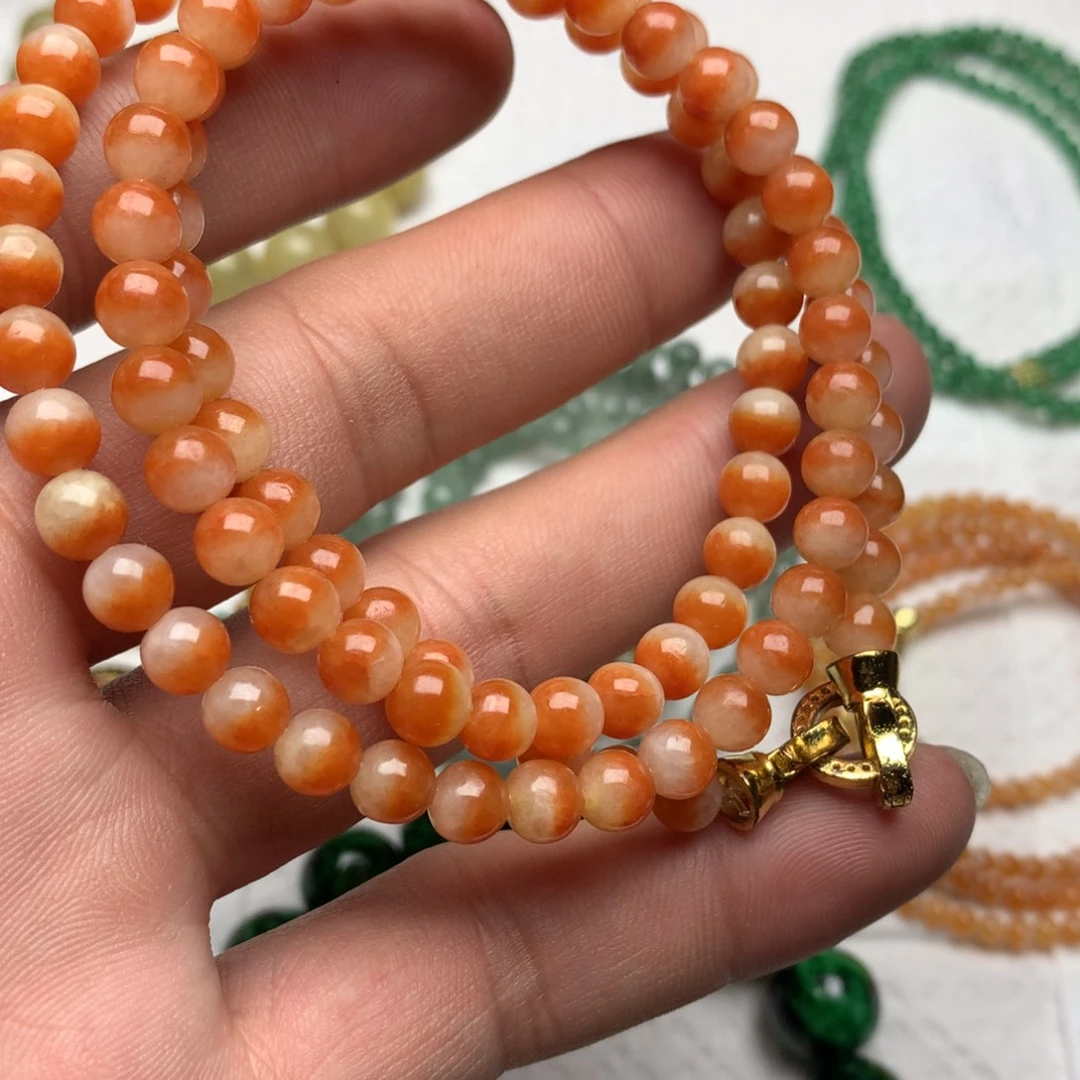 定制翡翠未镶嵌双色手链项链两用款