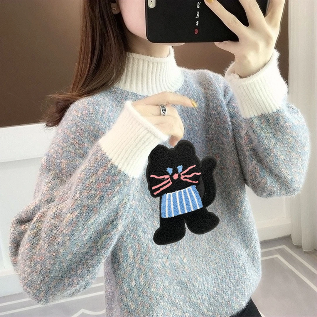 12岁女大童加绒半高领毛衣13少女孩秋冬15初中学生打底针织衫内搭