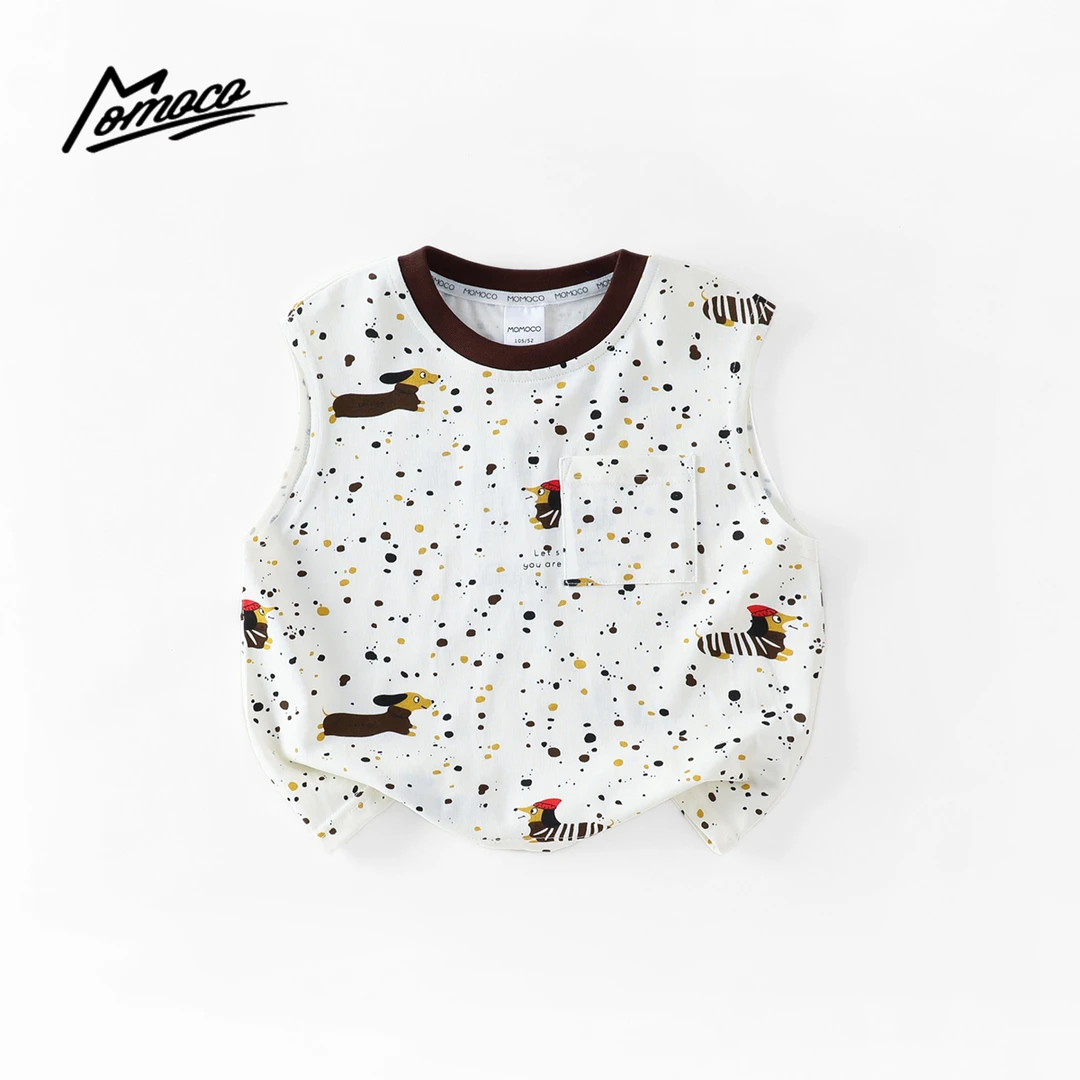 MOMOCO夏季款男童小狗印花无袖T恤背心77220235005