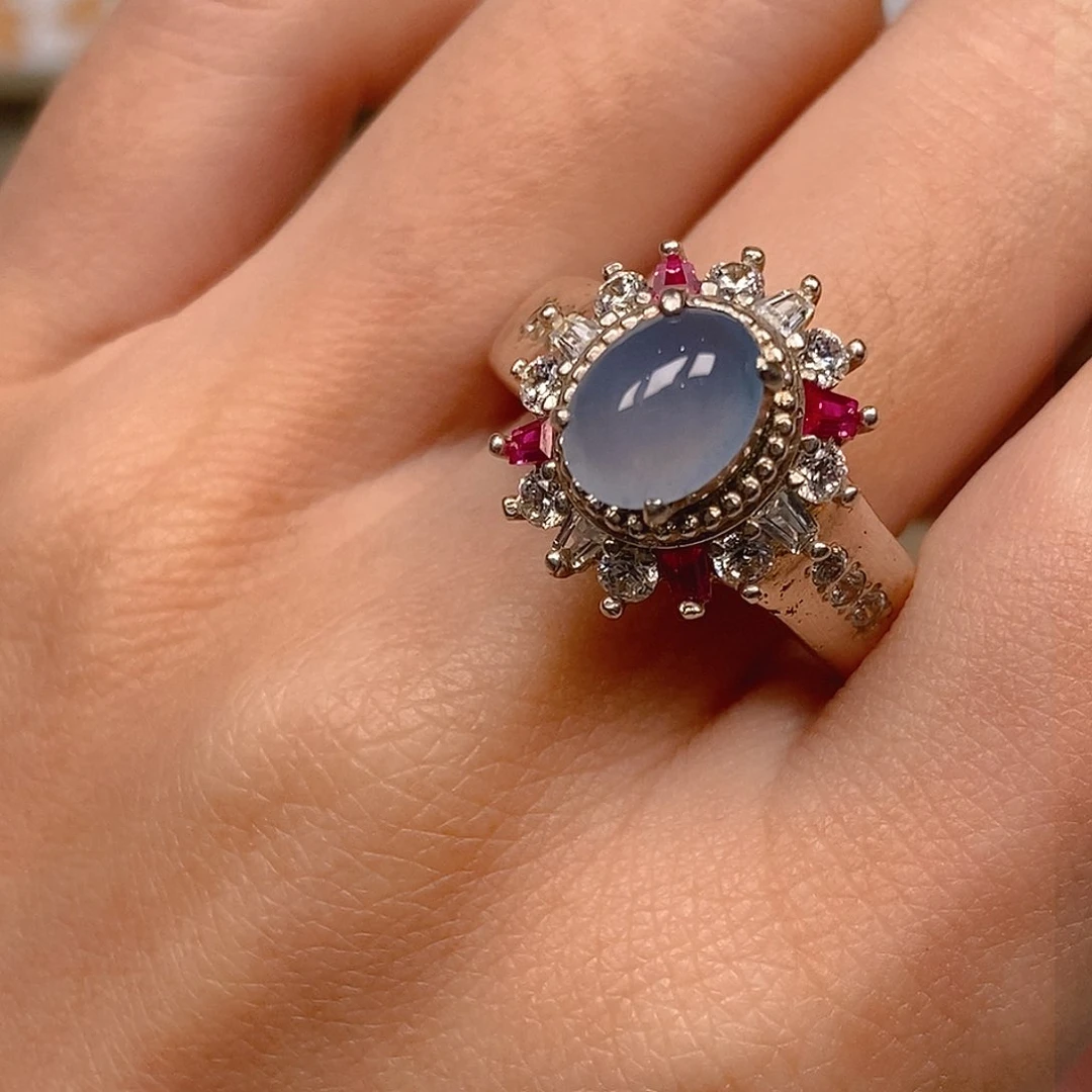 翡翠戒指未镶嵌冰蓝紫