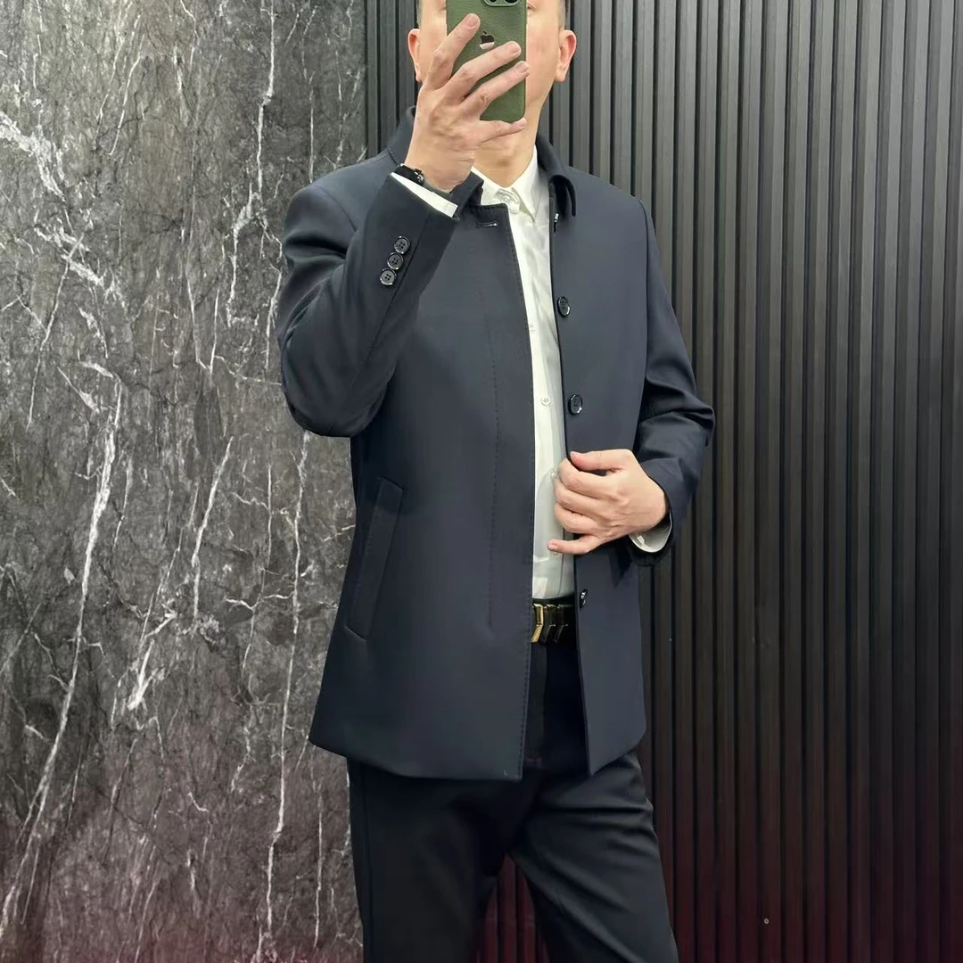 8115【商务外套春夏薄款】休闲行政男士中款爸爸装百搭翻领