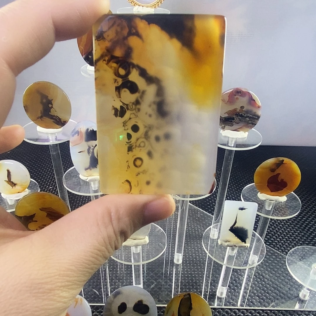 合成碳硅石非金属时尚图纹画面石饰品