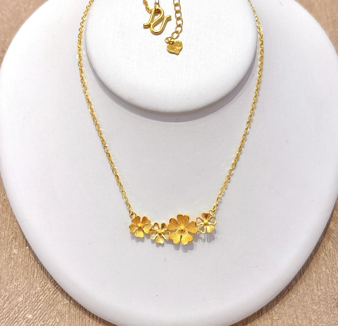 1A足金5G樱花套链6.31g