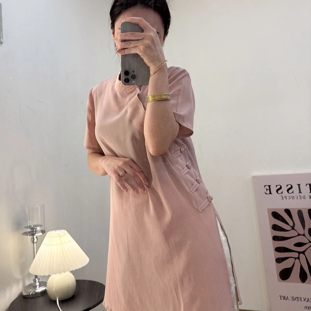 CHEN HENG A字裙新中式高腰夏季常规连衣裙女装简约西部牛仔