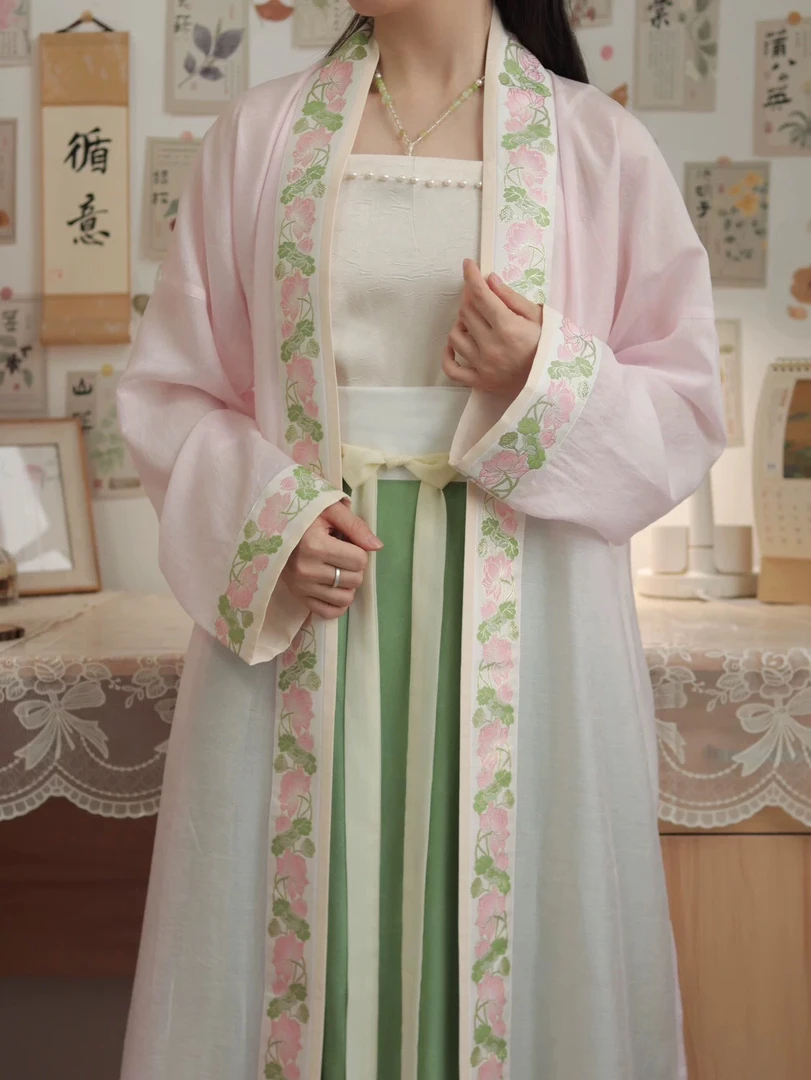 唐帛衣妆清仓雾里菡萏天丝暗纹宋褙子荷花妆花 汉服女款夏季现货