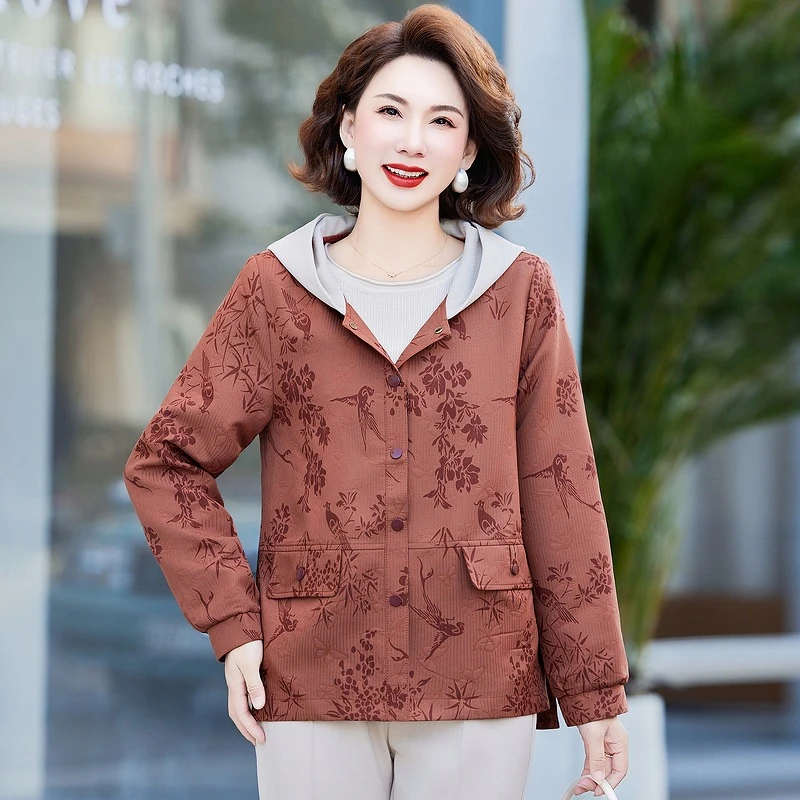 妈妈外套春秋洋气大码短款风衣2025新款中老年女春装休闲夹克上衣
