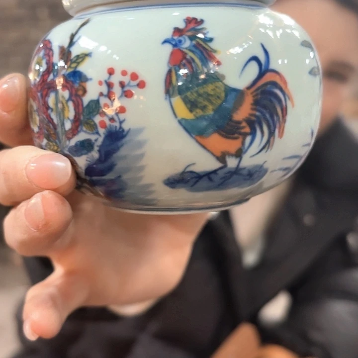 陶摆件景德镇高温绿希希茶叶罐