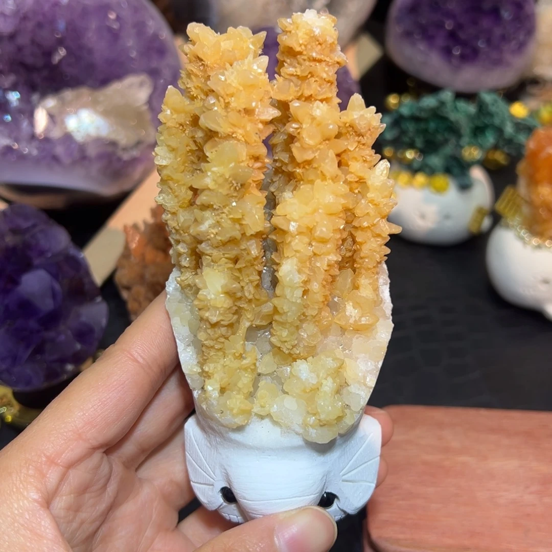 珠宝半成品紫晶未镶嵌4方解石