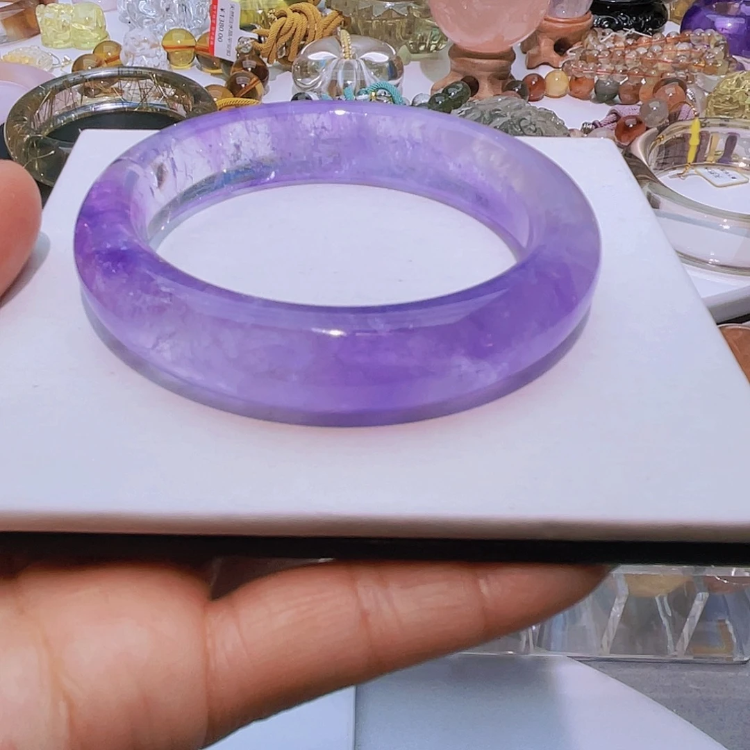 水晶手镯未镶嵌天然紫水晶福利款54圈