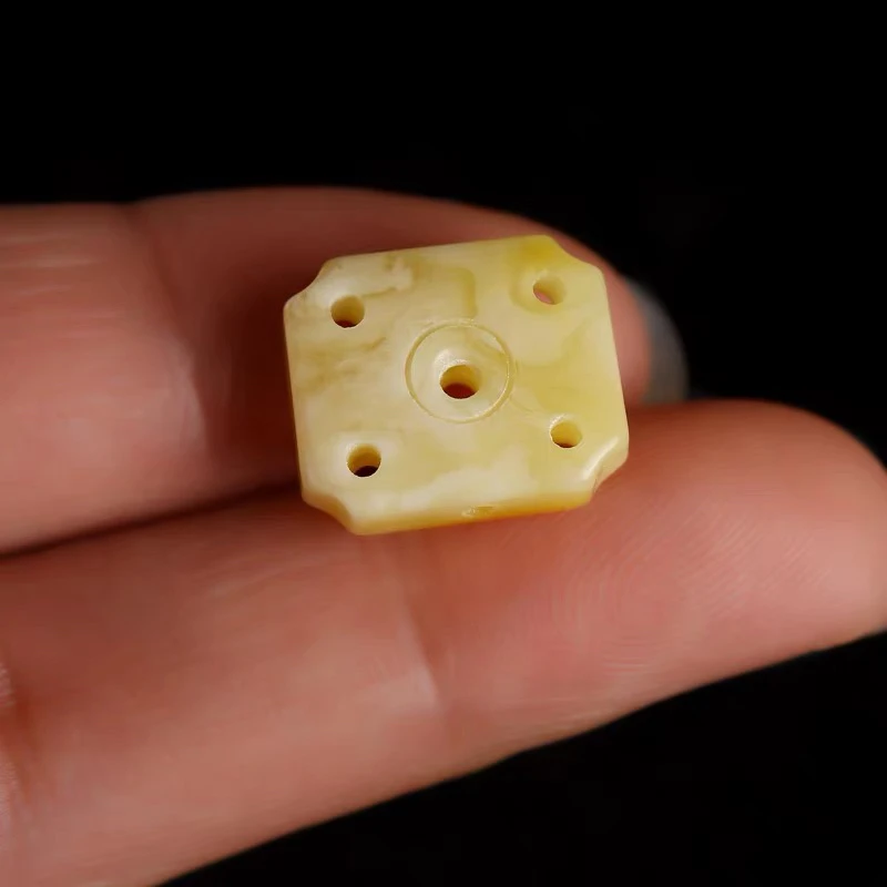 原矿俄料蜜蜡五眼六通方背云勒子绳束星月菩提手串DIY佛珠配饰