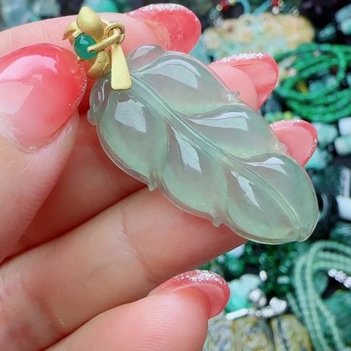 颈饰银S925镶嵌翡翠天然A货36